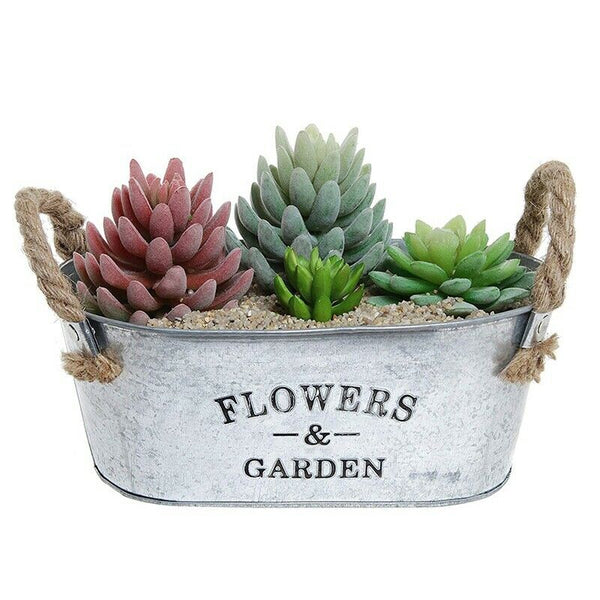 Flowers&Garden'Bucket Design Small Metal Succulent Plant Container W/Twine