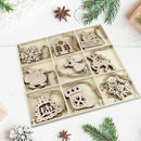 36pcs/box Natural Wooden Christmas Tree Ornament DIY Hanging Pendants Handcrafts