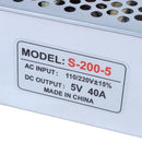 Switching Power Supply for LED Strip Light 200W 176-242V DC 5V 40A