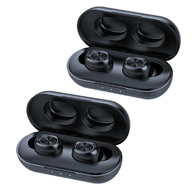 2Pc B5  Fingerprint Touch Bluetooth HiFi Stereo Wireless Headphones Black
