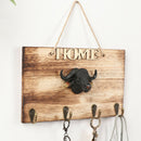Kitchen Wall Hook Home Bedroom Bull Head Key Storage Retro Wooden Rope Hanging