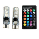2PCS T10 W5W 5050 6SMD RGB LED Multi Color Light Car Wedge Bulbs Remote Control