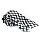 Mens Black White Plaid Checkered Necktie Neck Tie