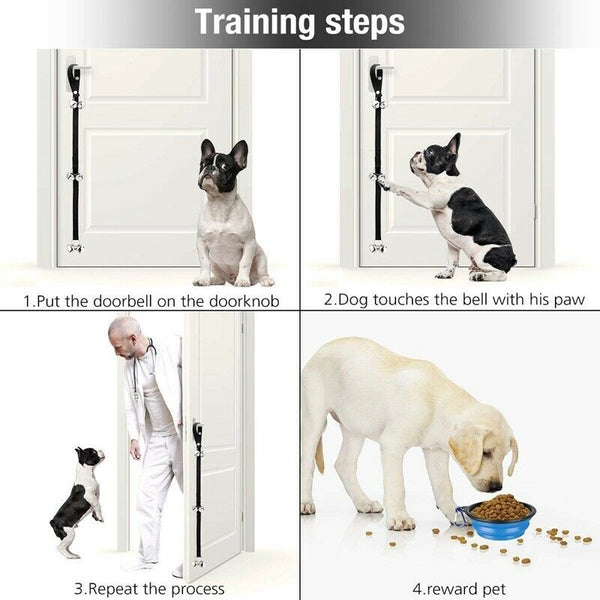 5 Pcs Dog Doorbell for Potty Training with Collapsible Dog Bowl and Dog ClicF8R2