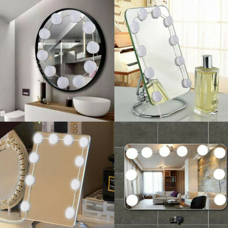 USB Makeup Mirror LED Light 10 Bulbs Lighted Dimmable Lamp Beauty Christmas Gift