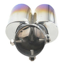 To Throat Dual Exhaust Pipe Car Tailpipe Rear Tail Chrome Trim Muffler Tip