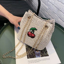 Bohemia Straw Bags Women Shoulder Bag Messenger Rattan Bags Cherry Embroide