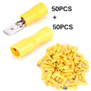100x Assorted Crimp Spade Terminal Insulated Electrical Wire Connector Yellow ME