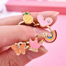 20*/SET Girls Kids Cartoon Adjustable Rings Crystal Ring Jewelry Cute Xmas Gift