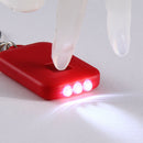 Solar Energy 3 Light LED Electric Torch Key Chain Accessory Red