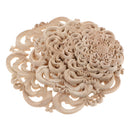 6Pcs Wood Carved Flower Appliques Round Cabinet Onlay with Natural Color