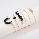 6pcs Women Boho Bracelet Punk Style Pineapple Stone Moon Bangle Birthday Jewelry