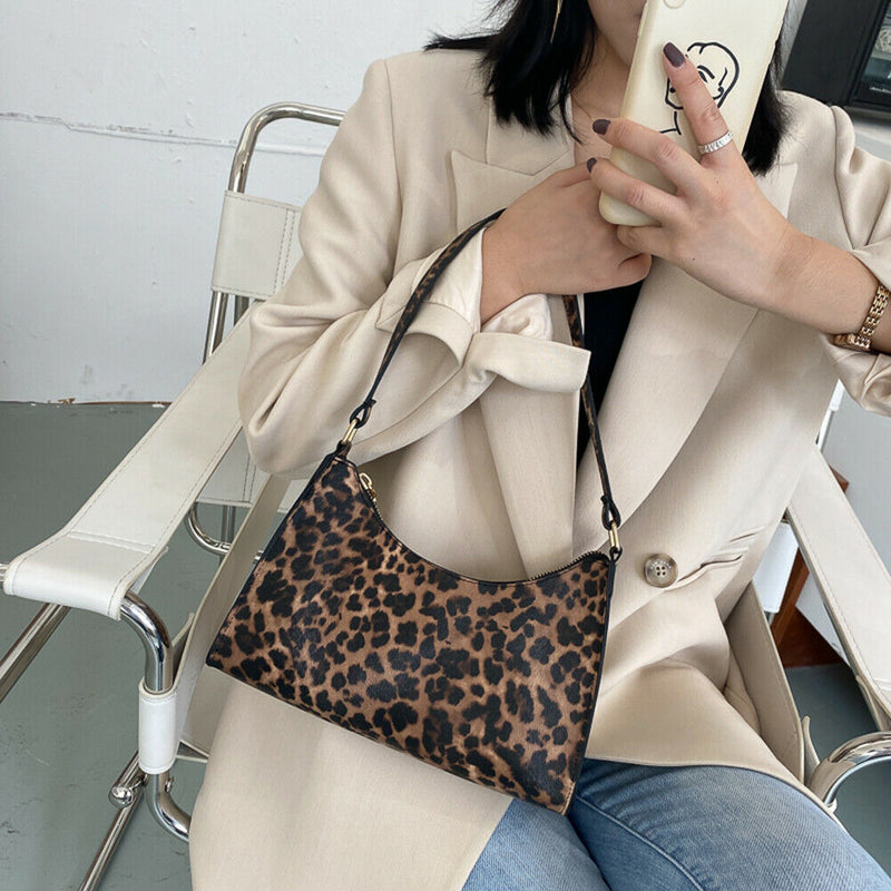 Animal Pattern Women Handbag Street PU Shoulder Underarm Tote Bag (Leopard)