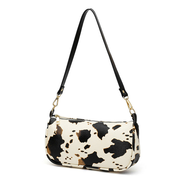 Women Handbag Cow Milk PU Leather Lady Underarm Shoulder Tote Bag (Beige)