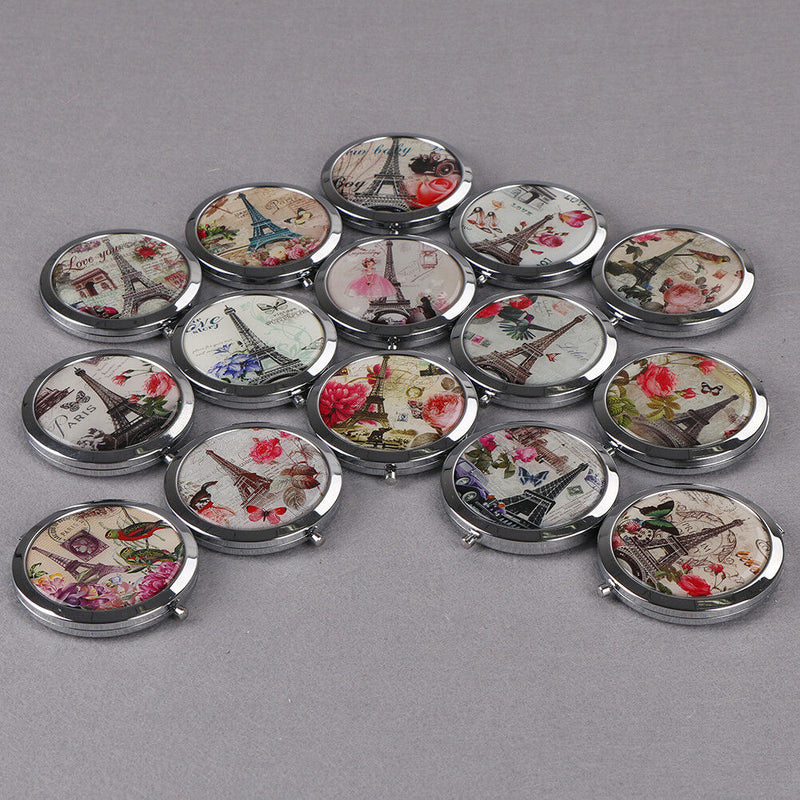 Woman makeup compact pocket tower mirrors portable double-side folding mirror 3C