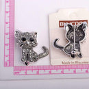 Cute Cat Kitten Crystal Brooch Collar Pin Badge Women Jewelry Animal Gift H6M6