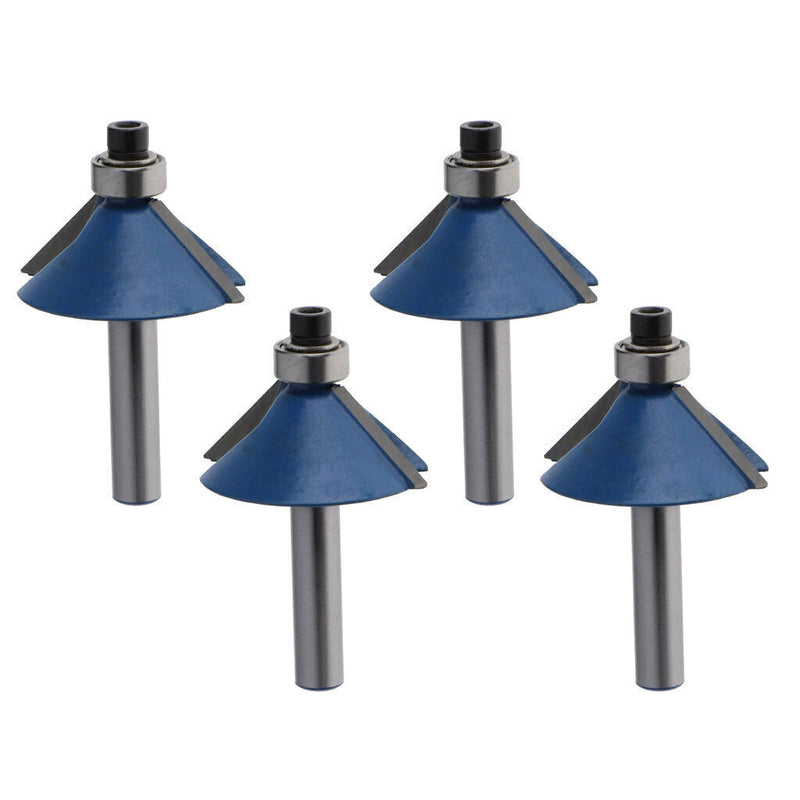 4Pcs 45 Degree Chamfer Edge Forming Router Bit - 1/4" Shank