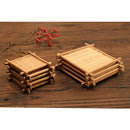 6 Set Cork Wood Coffee Cup Table Heat Resistant Square Mats Bamboo Pallet M