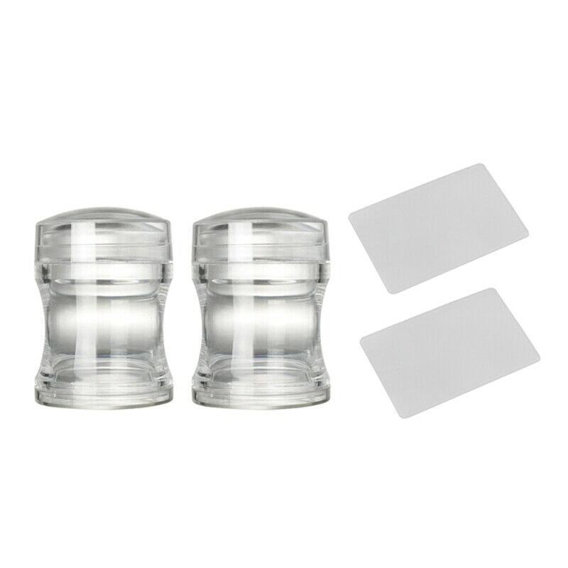 2pcs/set Clear Silicone Jelly Nail Art Stamper & Scraper Plate Stamping Tools