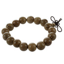 12mm Dia Wooden Round Beads Growth Ring Detail Elastic Bracelet Brown S7R6