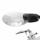 LED Helping Hand Clamp Magnifying Glass Soldering Iron Stand Lens Magnifier Tool