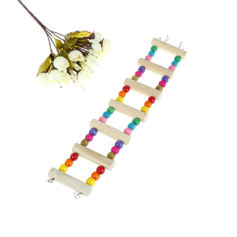 Bird Swing Wooden Bridge Ladder Climb Cockatiel Parakeet Budgie Parrot Pet ToysZ