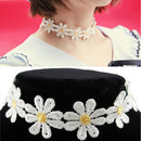 Women Daisy Choker Chain Necklace Lace Yellow White Flowers Boho Necklace OZ
