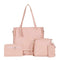 4pcs/set Litchi Pattern Women Shoulder Bags Clutch Totes Card Holder (Pink)
