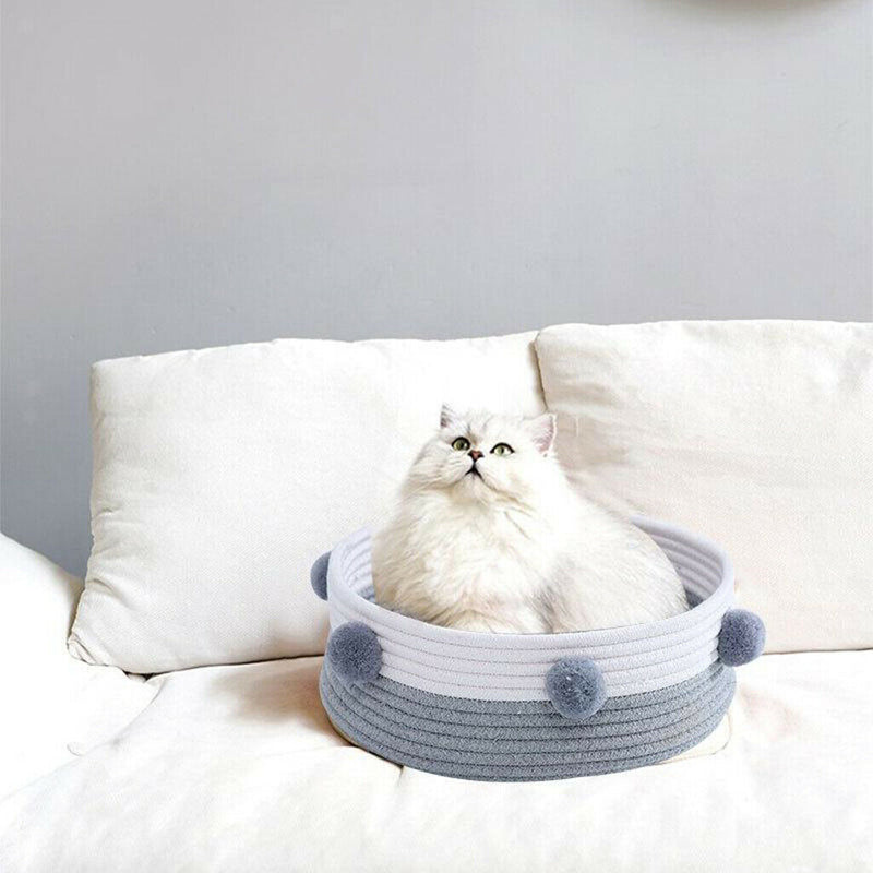 Round Shape Cotton Chew Resistant Cat Basket Bed Cozy Comfortable Warm for