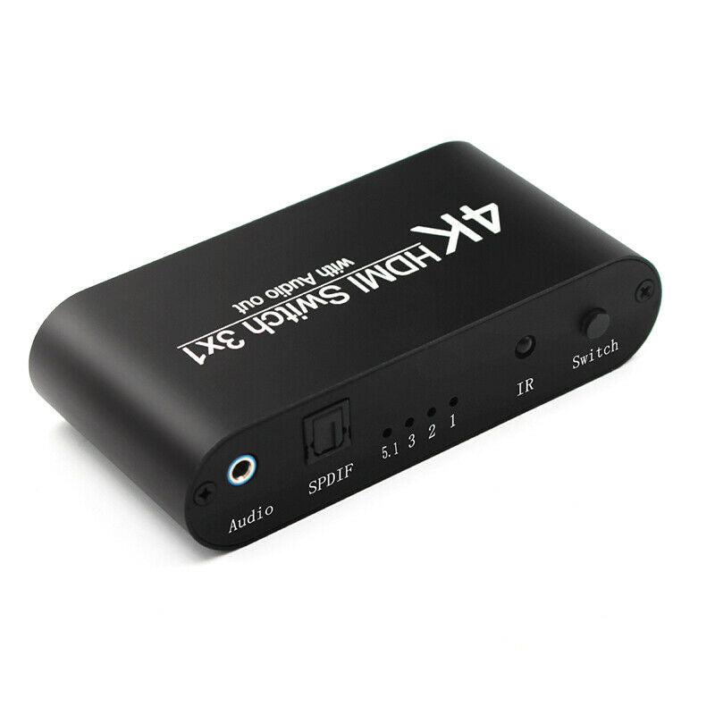 3 Input x 1 Output 4K 4:4:4 HDMI Video Switcher Splitter Adapter w/ 3.5mm Cable