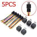 5X 12V DC 40A 5Pin Relay Automotive Car Auto Truck Van Connectors  w/Wire Socket