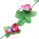 Artificial flower garland 2.2m long green leaves fabric flowers ivy pink +