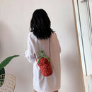 Cute Strawberry Shape Hand-Knitted Shoulder Bag Messenger Bag Fruit Bag Pas
