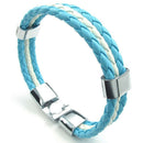 Blue Leather Bracelet White Flag of Argentina Alloy Bracelet Braided Bracel H2Q7