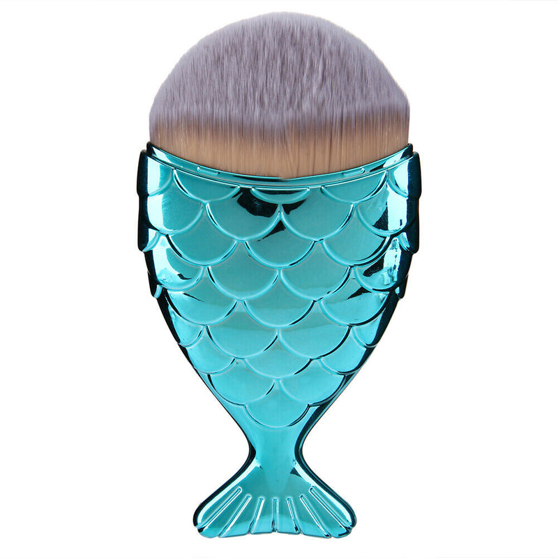 Mermaid Fish Shape Makeup Powder Foundation Blush Contour Brush Tool A