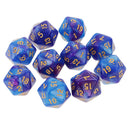 10pcs D20 Polyhedral Dice for Dungeons and Dragons Table Games Blue Purple