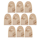 10Pieces Door Shape Wood Shapes Wooden Ornament Wood Cogs Ornament Hanging