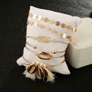 6pcs Boho Tassel Shell Bracelet Retro Pineapple Slice Bangles Women Jewelry
