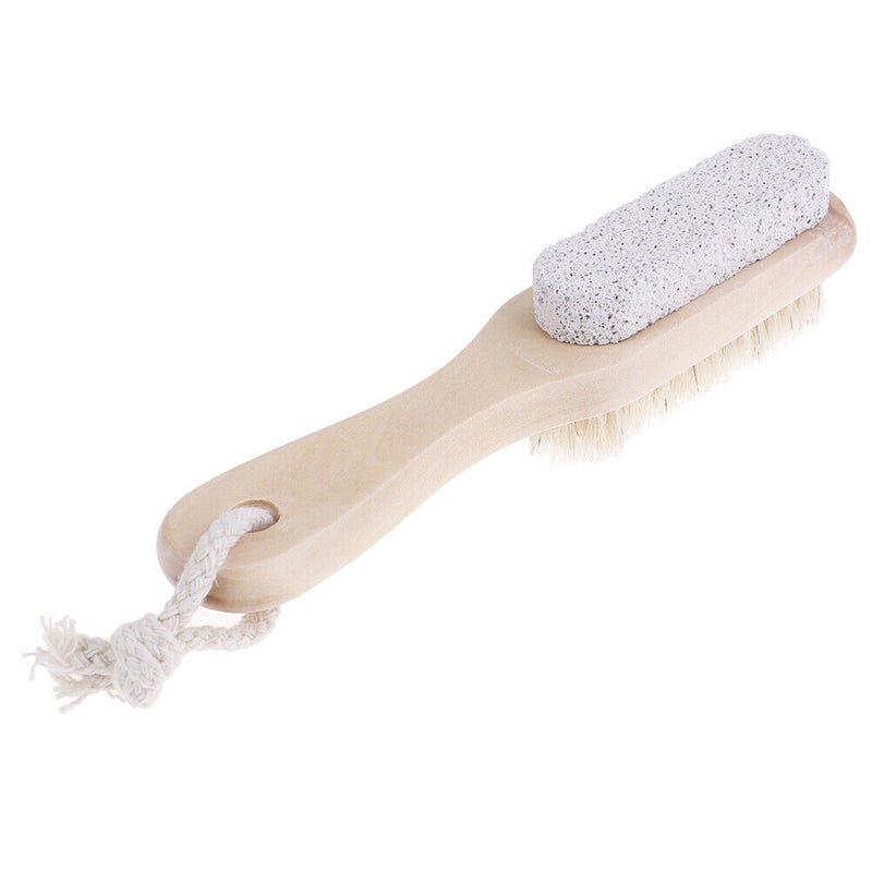 1PCS Foot Care Bristle Scrub Brush Wooden Handle Pumice Stone Remove Dead Ski Gw