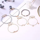 6pcs/set Fashion Star Moon Beads Letter Hand Chain Women Bracelet Jewelry