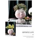 Girl Face Head Statue Planter Garden Plant Pot Cactus Flowerpot Desktop