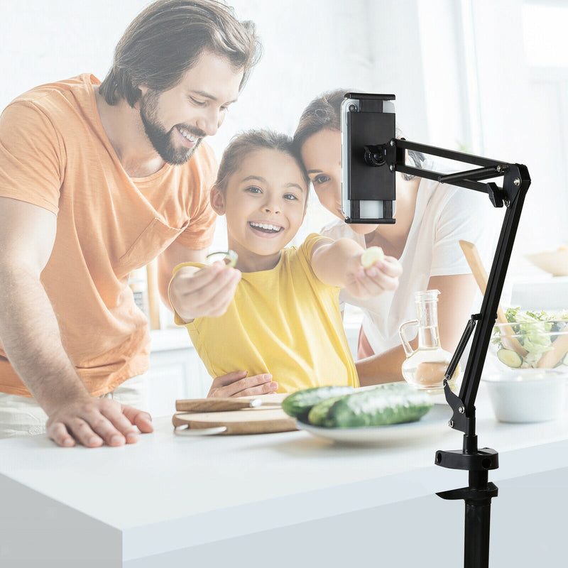 Adjustable Bed Tablet Stand Long Arm Aluminum Stand Universal Rotating Desktop
