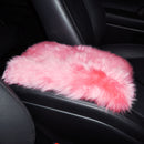 22"x8" Pink Car Sheepskin Center Console Armrest Box Cover Pad Wool Cushion Mat