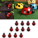 12Pcs Mini Metal Ladybug Fence Hanger Wall Hanging Outdoor Garden Decor - Red -