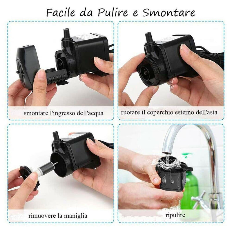 12 LED Light 15W Aquarium Fountain Pump Fish Tank Submersible Water Pump