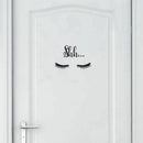 Closed Eyes Pattern Wall Stickers Shh Door Decals Eyelash Decor Baby Rooms DIY
