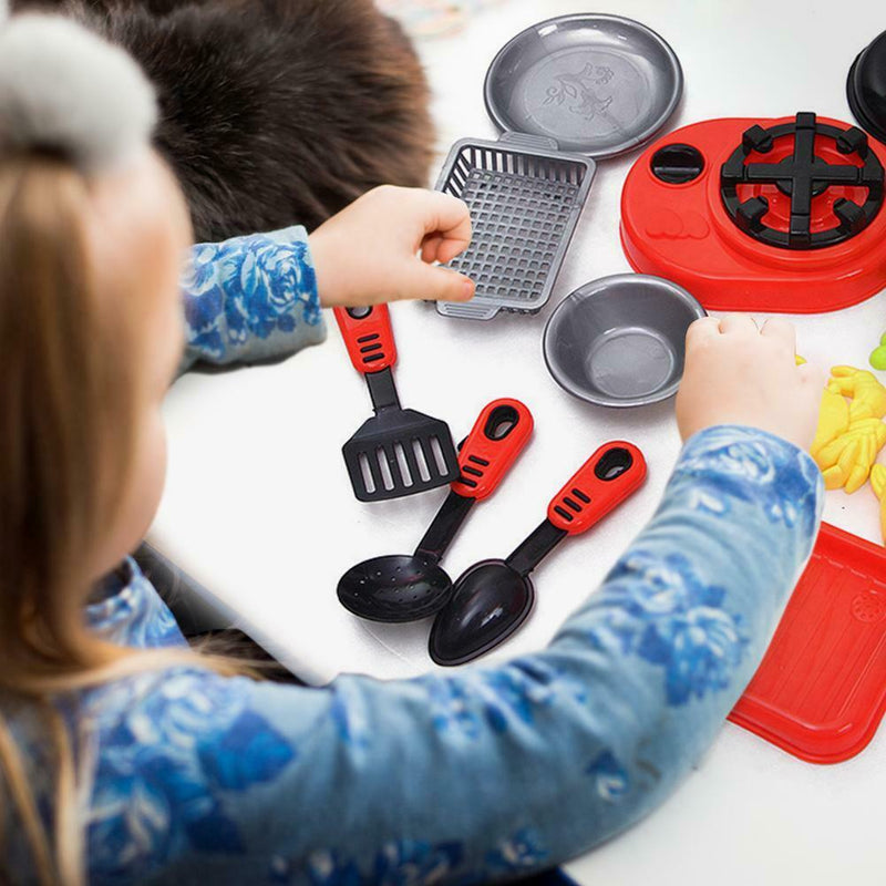 16pcs Cooking Pretend Play Toys Simulator Kitchen Fish Food Pots Pans Cookware