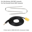 3.5MM Jack To MINI ISO 6Pin Connector Aux Cable For Fiat Grande Punto Alfa-Romeo