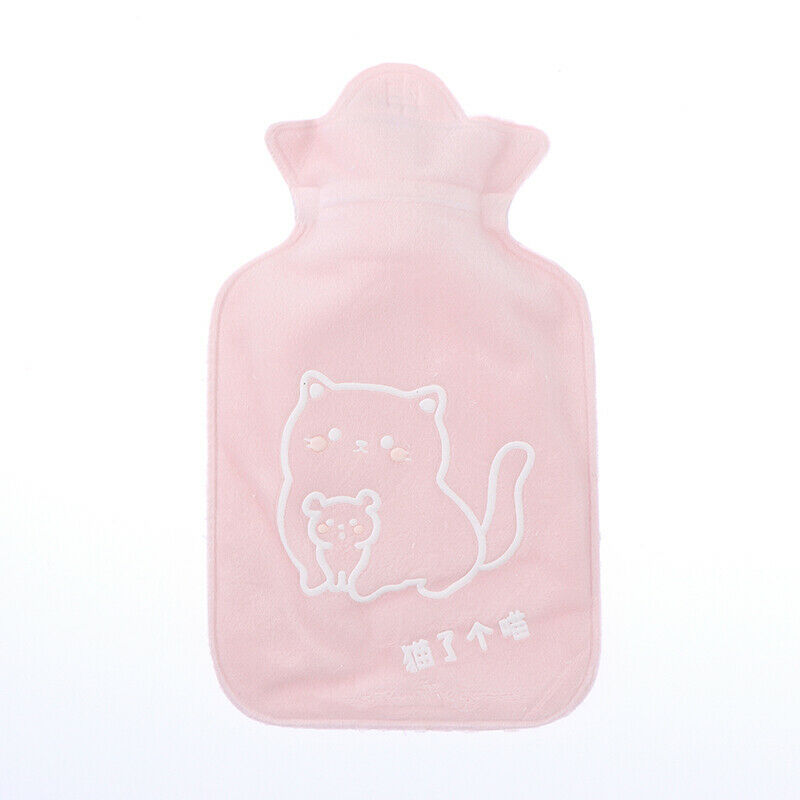 300ml Hot Water Bottle Cartoon Portable Fleece Bag Hand Warm Water BottleB Ew