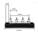 100A 4-Point Bus Bar Power Distribution Block with 4 10/32in Brass Studs